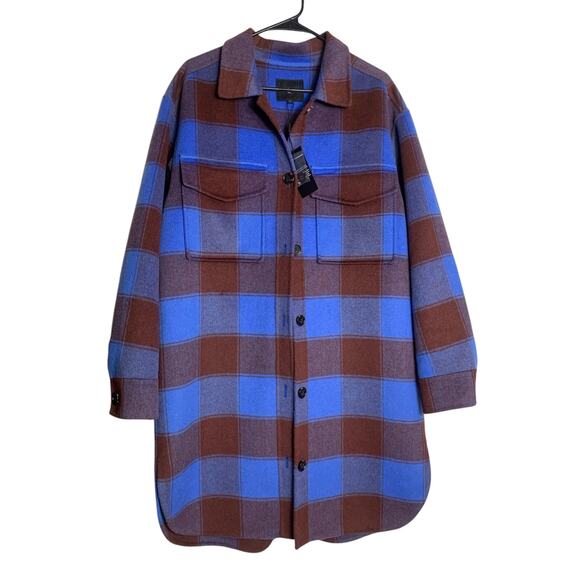 Rails Jaro Coat NEW Womens L Buffalo Plaid Cobalt Blue Chocolate Wool Blend - Picture 3 of 16